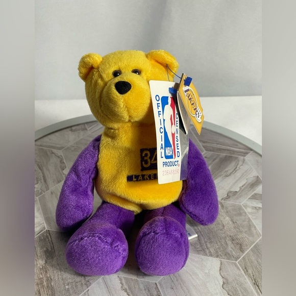 NBA Yellow and Purple Stuffed Bear Toy - Picture 1 of 9